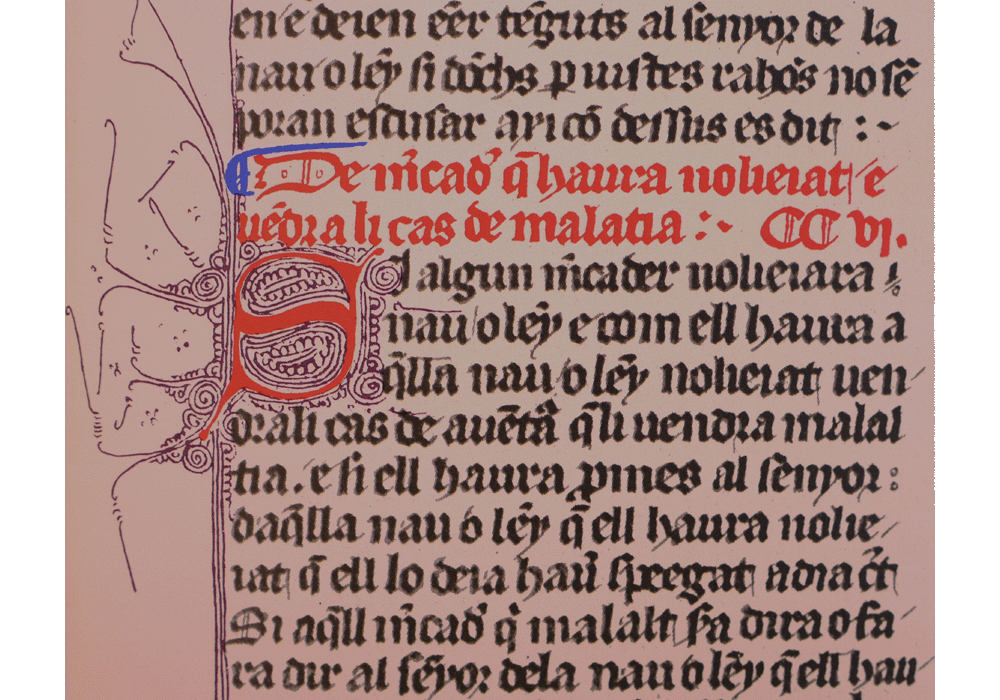 Consolat de mar-manuscrito iluminado códice-libro facsímil-Vicent García Editores-9 Enfermedad a bordo.